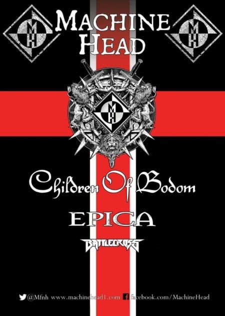 Pôster da turnê do Machine Head com o Children of Bodom, Epica e Battlecross