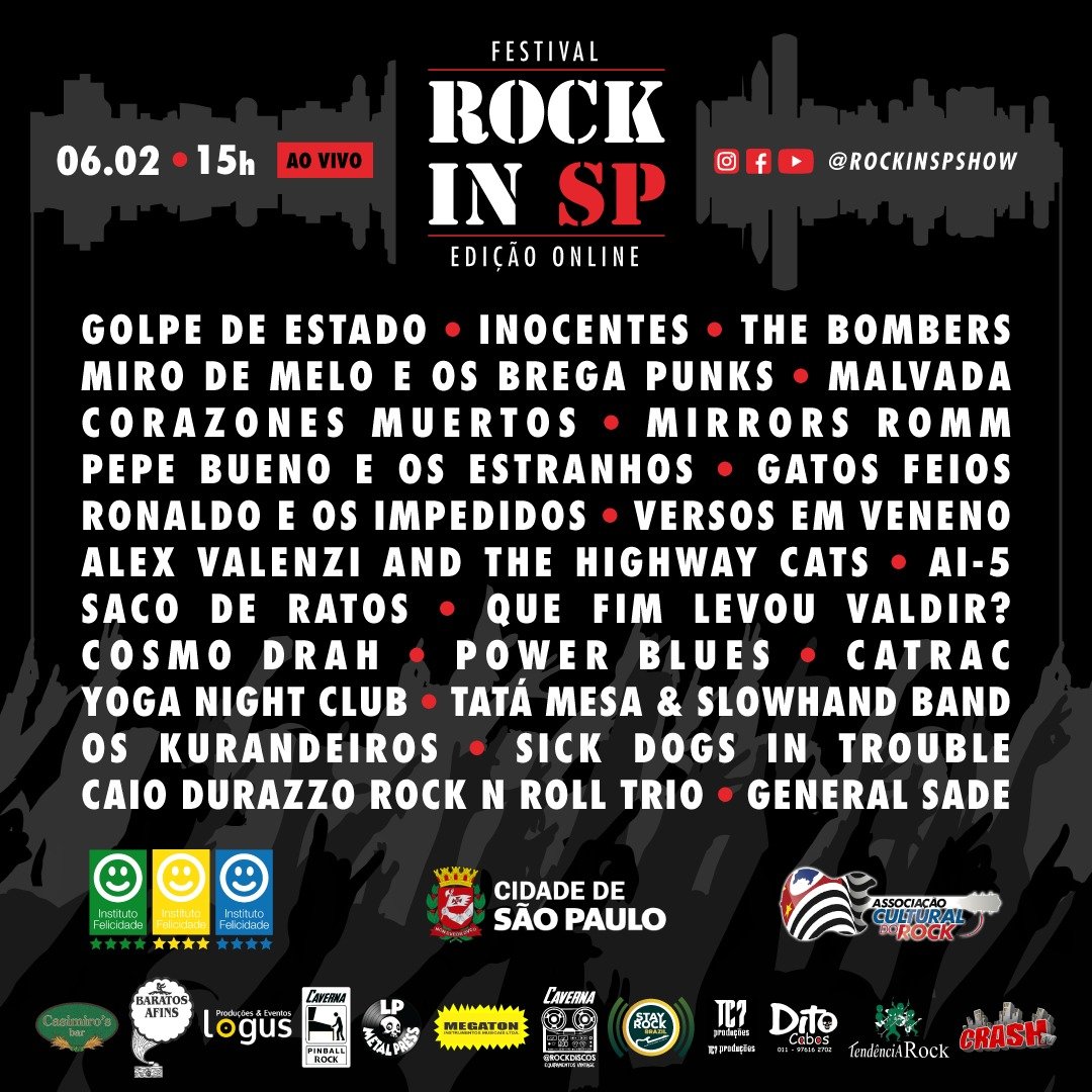 Neste fim de semana acontece o ‘Rock In SP - edição Online 2021’